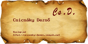 Csicsáky Dezső névjegykártya